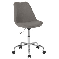 Flash Furniture CH-152783-LTGY-GG Aurora Series Mid-Back Light Gray Fabric Task Chair with Pneumatic Lift and Chrome Base 